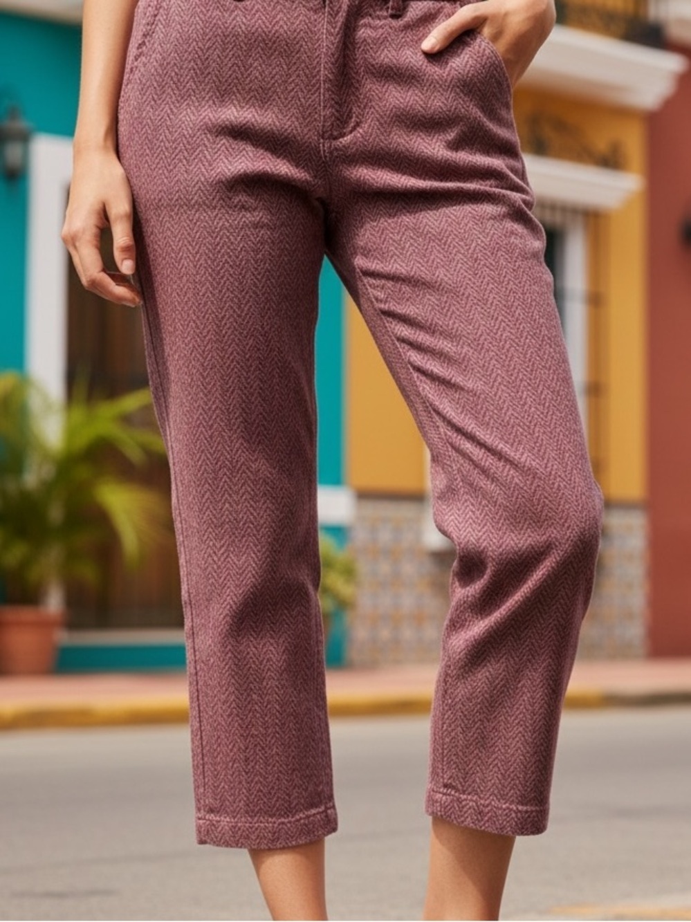 Paul Smith pink chevron print cropped pants 40 4